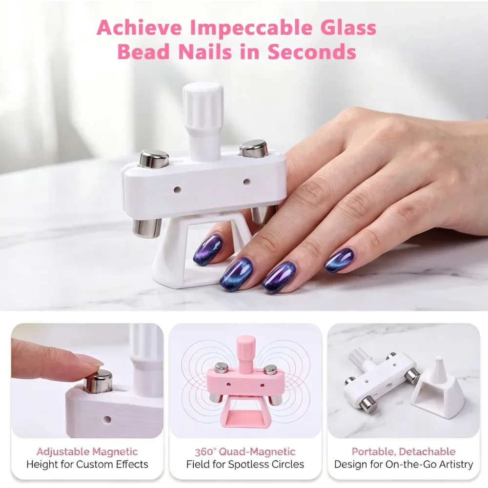 Leistungsstarker automatischer Katzenaugen-Magnet mit drehbarem Design, breiten Lichtperlen und Glasperlen-Effekt für Nagelkunst und Gel-Nagellack. – Detail 2