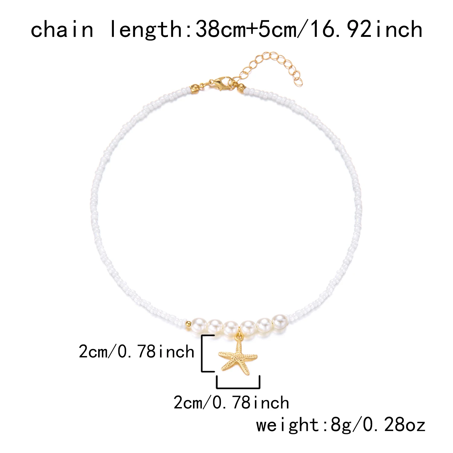 Unregelmäßige bunte Naturstein-Perlen-Halskette für Frauen, handgefertigt, böhmischer Seestern, Schlüsselbeinkette, Strandparty, Charm-Schmuck – Detail 15
