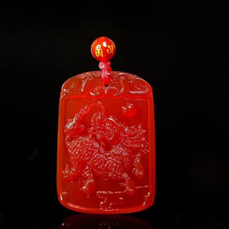 Yellow Agate Five Elements Hexagram Fire Replenishment Pendant Fire Qilin No Matter Card Pendant