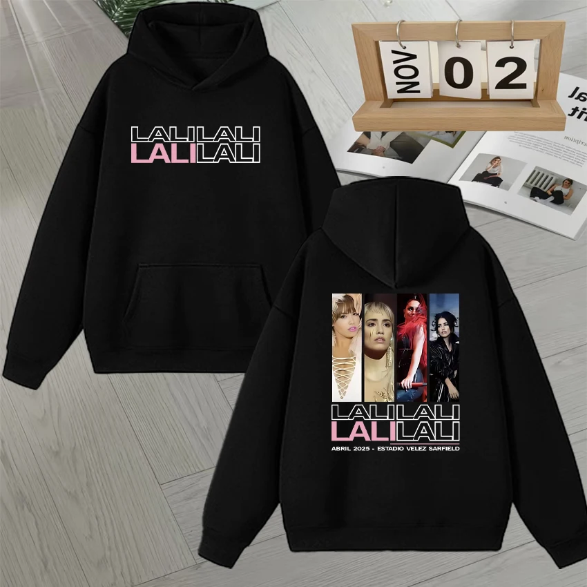 

Singer Lali Esposito 2025 Tour Double Sided Graphic Hoodie Men Women Long sleeve Hip Hop Pop Music Fleece goth Sweatshirt Unisex