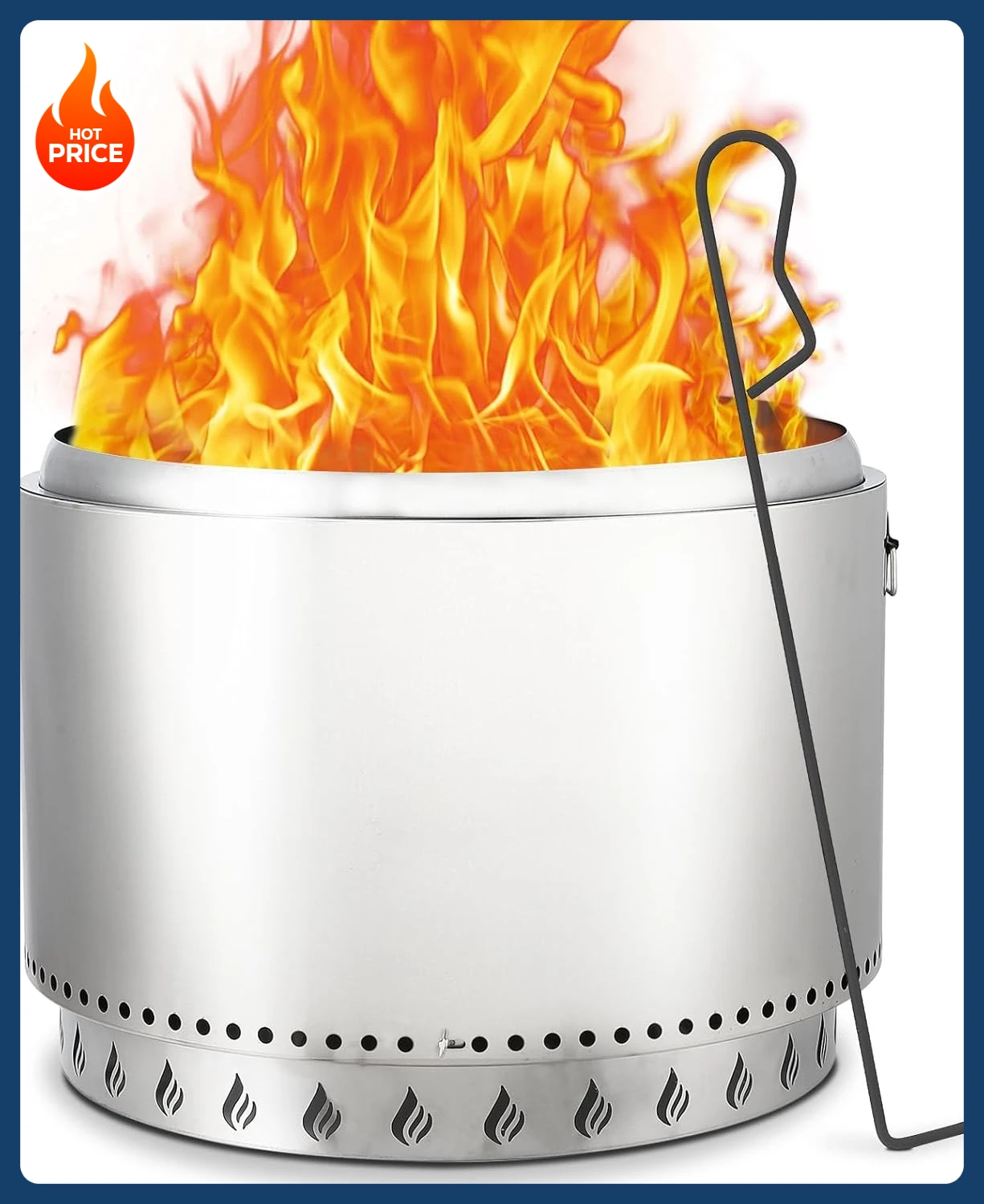 

[Ограниченное предложение по времени! ]27-дюймовая бездымная костра с воздушным выключателем, портативная уличная каминная камера из нержавеющей стали с фиксированным вырезом