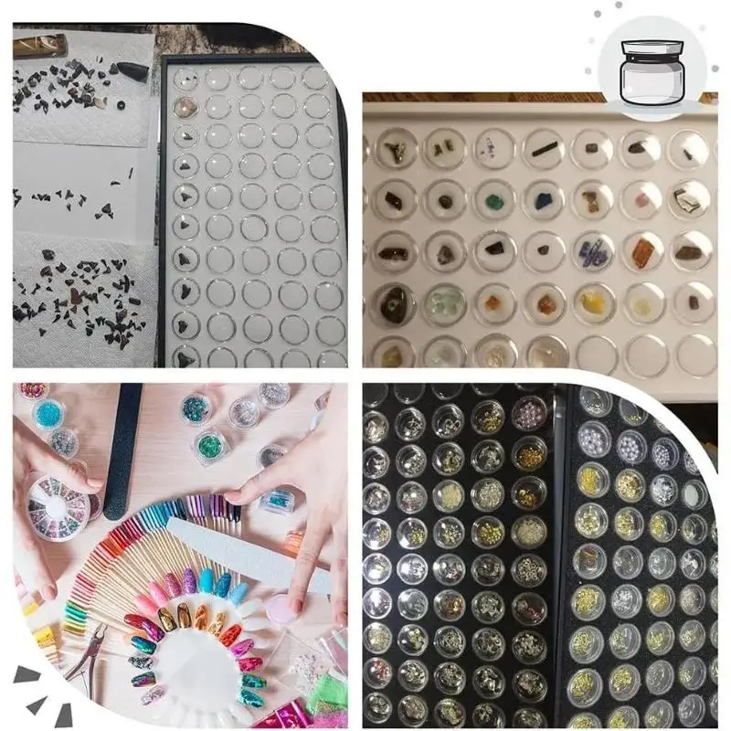 Clear Nail Art Powder Rhinestones Tools Beads Display Storage Case Organizer Box 50 Grids DIY Diamond Jewelry Storage Box Grids