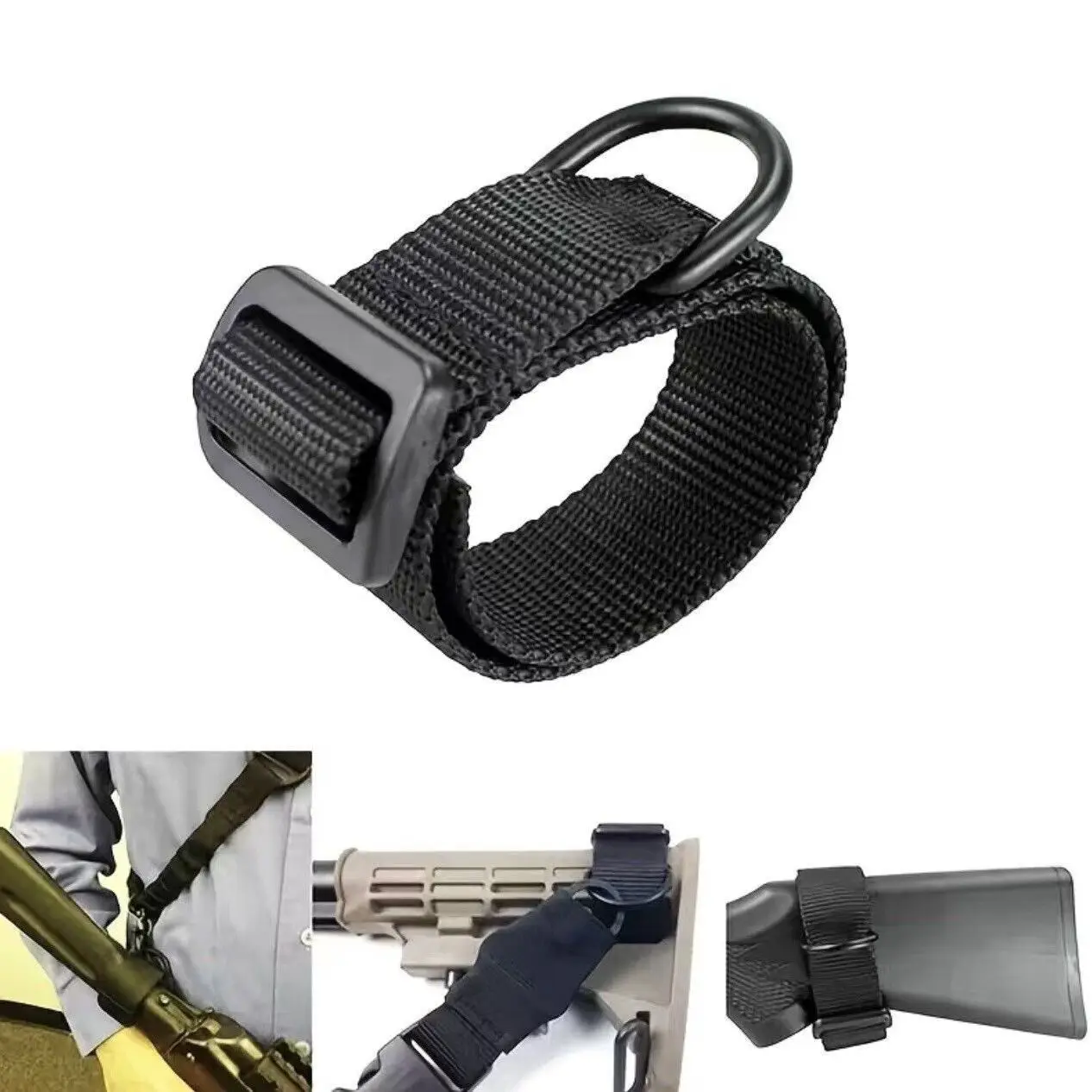 3-delige tactische buttstock sling mount riem singelband geweer jachtgeweer bevestiging lus adapter verstelbare pistool sling riem voor de jacht
