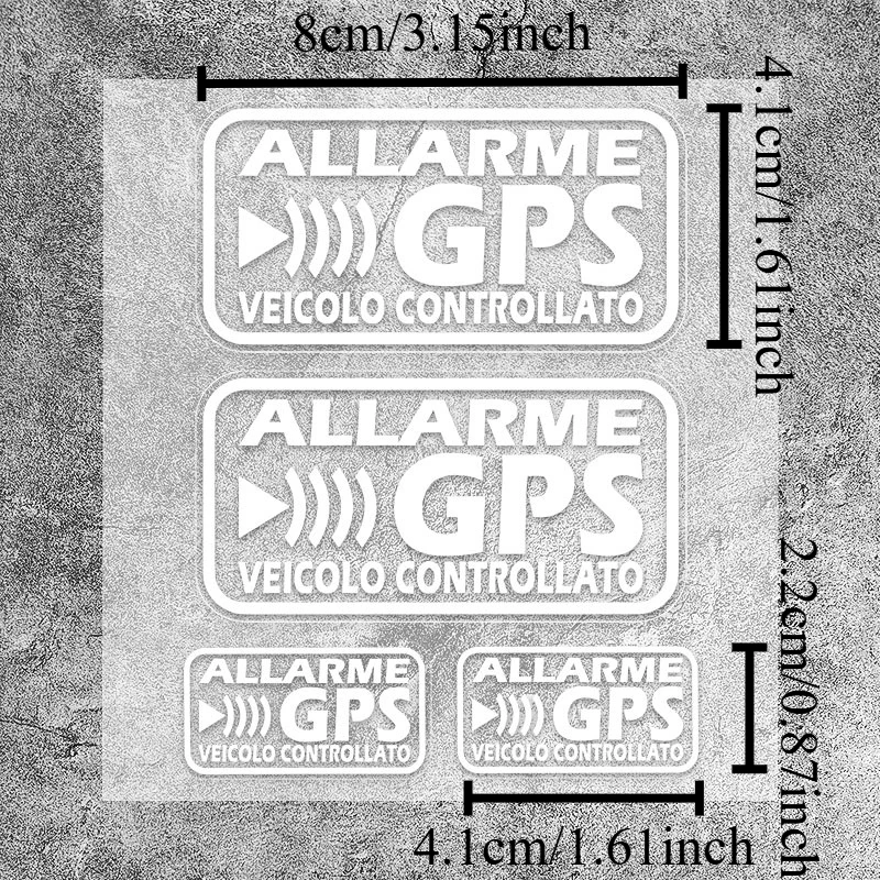 

1set Allarme GPS Warning Vinyl Sticker Set, Black & White Waterproof Decals for Vehicle Exterior
