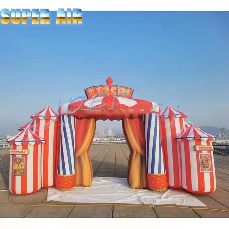 Hochwertiger roter aufblasbarer Zirkusbogen für Karnevalsveranstaltungen für kommerzielle Aktivitäten