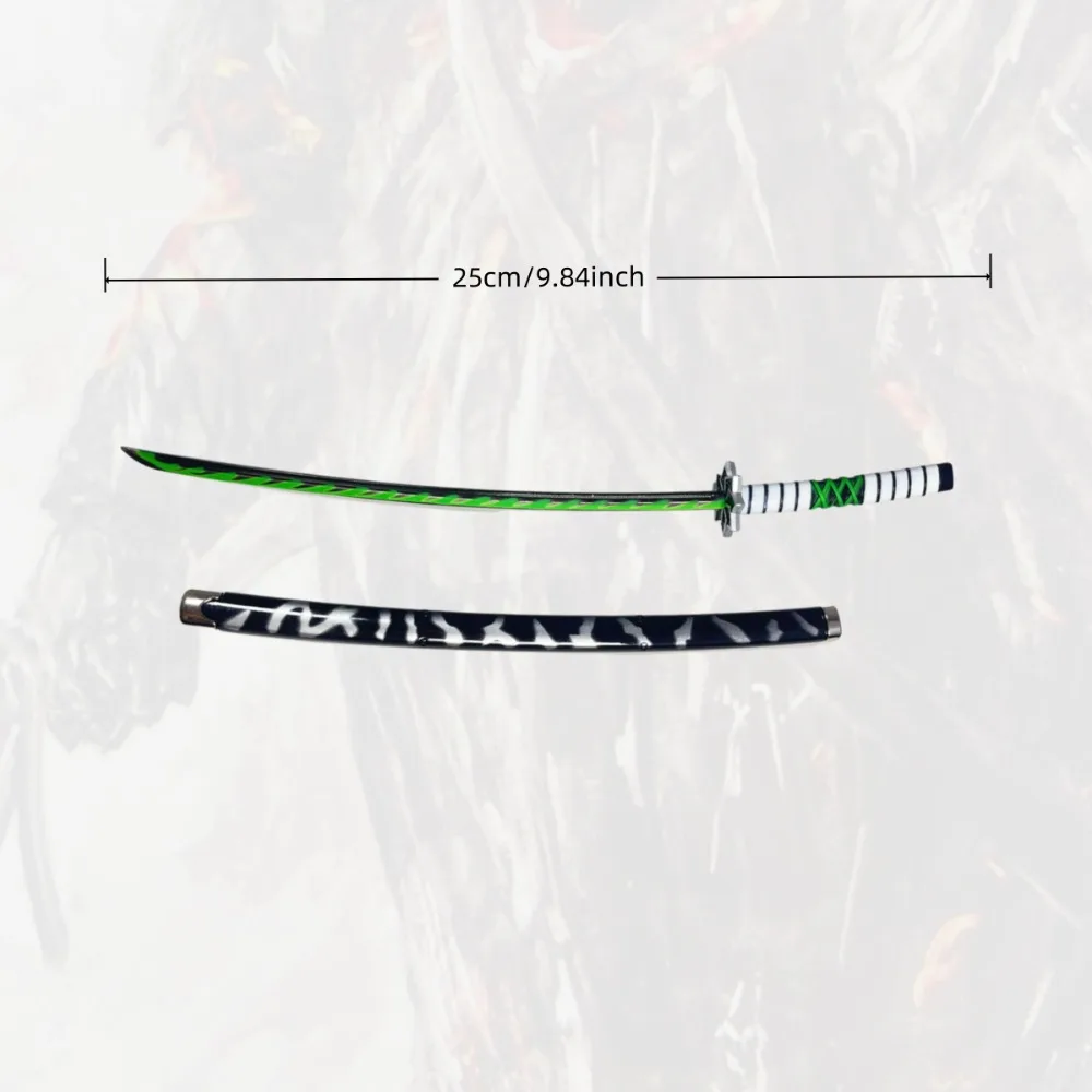 9.8 inch Demon Slayer Shinazugawa Sanemi Metalen Katana Zwaard Originele Samurai Sabel Ninja Mes Sabel Cosplay Accessoires Prop Speelgoed