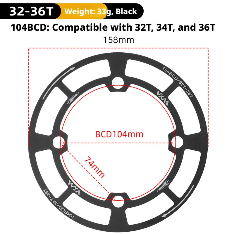 104 BCD Chainring Guard for Mountain Bike, Single Speed Bash Guard, 32T-42T Chain Protection Cover, Aluminum Alloy for Merida - view 6