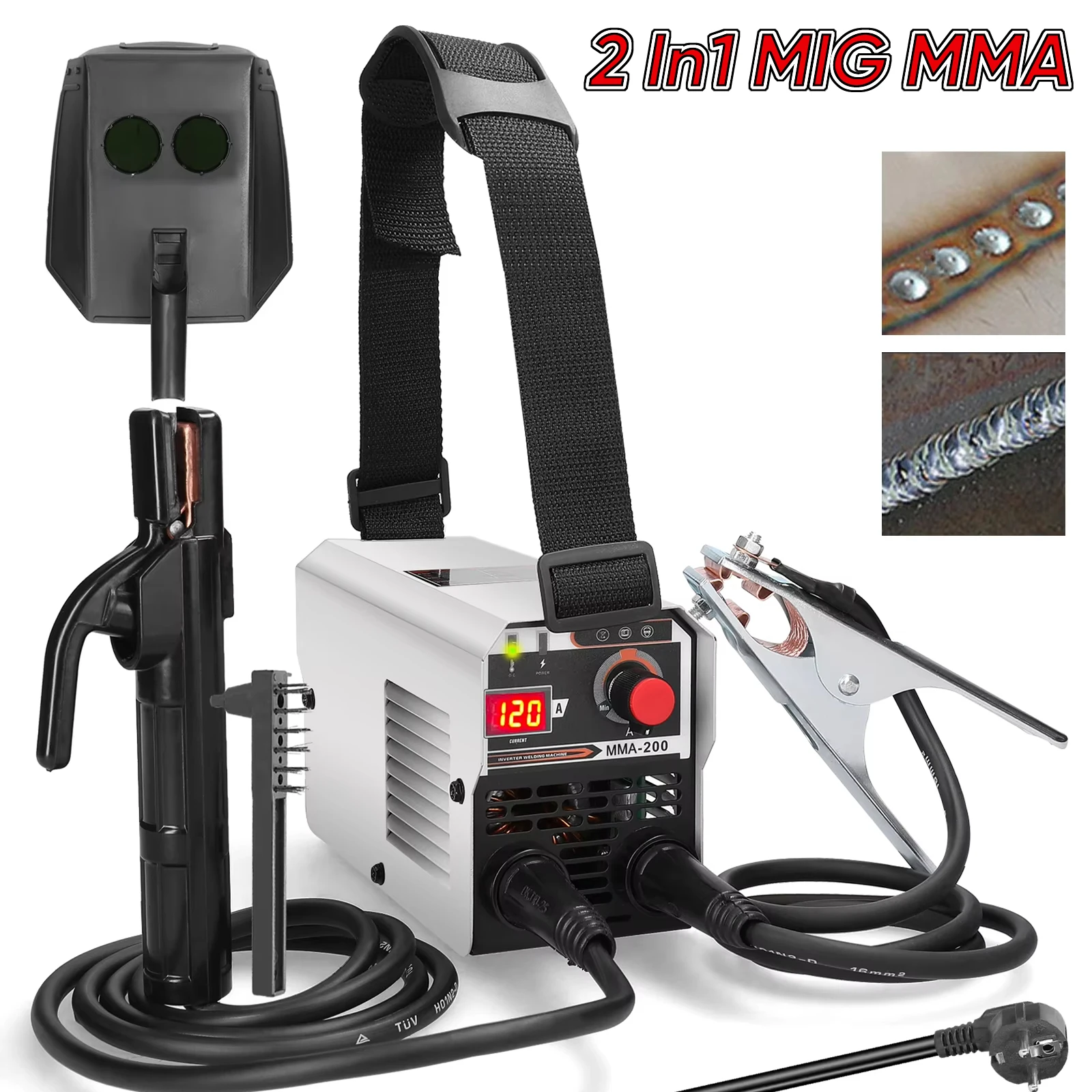 2-in-1 Multifunktionales MIG MMA/MAG TIG-160C Schweißgerät IGBT Inverter-Schweißer mit automatischer Drahtzuführung Elektro-Lichtbogenschweißer