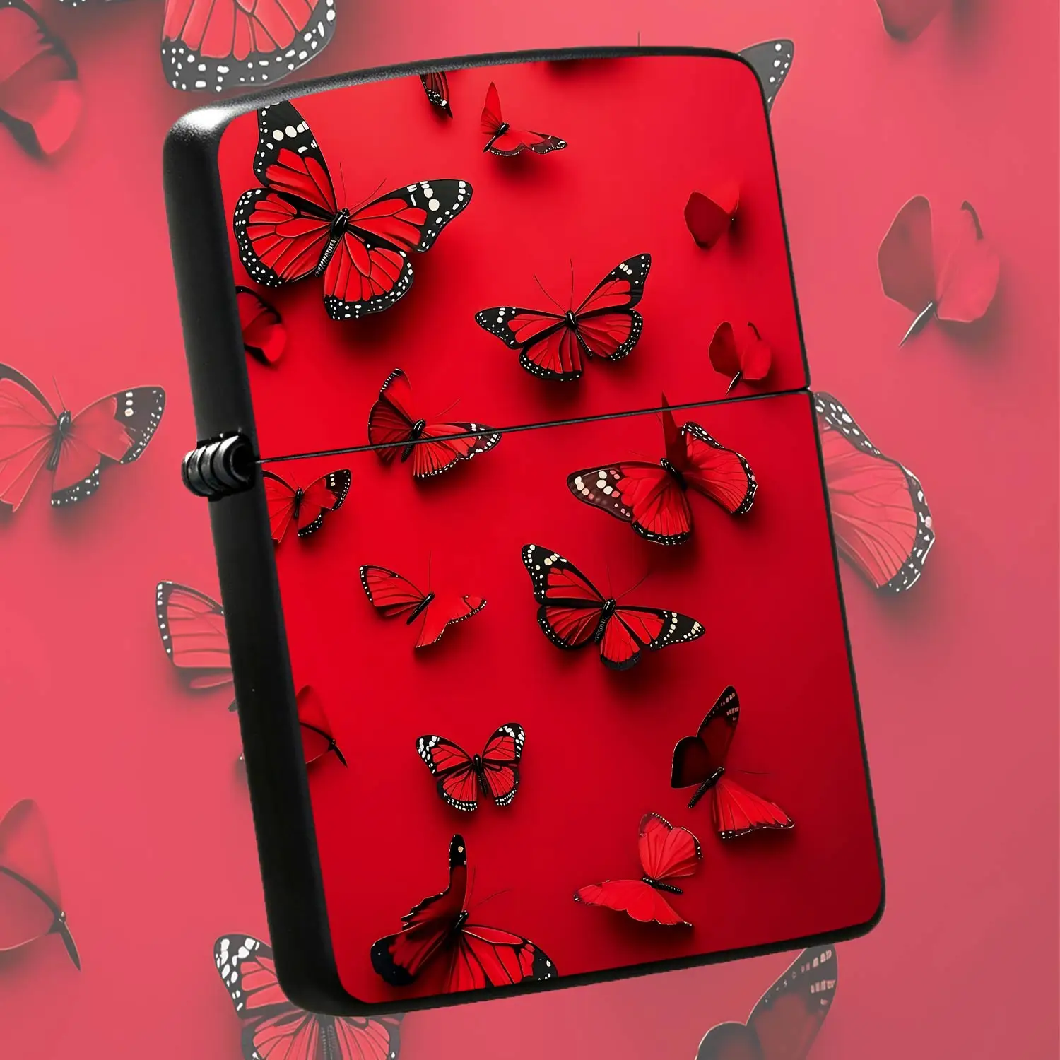 Exquisite Vibrant Redprinted Lighter, Delicate Vividpattern Decorative Accessory, Portable Practical Ignition Tool For Daily Outdoor Travel Home Use, Ideal Thoughtful Gift For Family Friends And Partners In Various Occa A Humorous And Inter