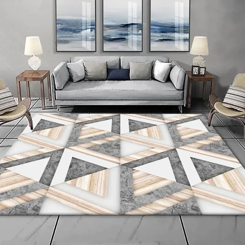 

Modern Nordic Minimalist Marble Pattern Triangle Stitching Living Room Bedroom Kitchen Bedside Carpet Floor Mat Customization