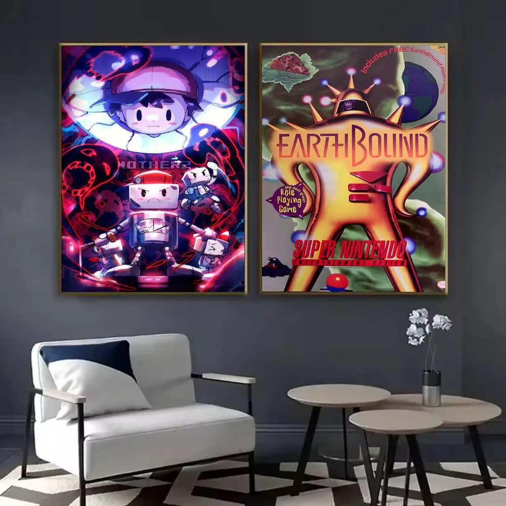 E-EarthBound 2 Adventure Game Poster Waterproof Sticky Wall Art Print For Bedroom Living Room Hallway Bar Home Decor