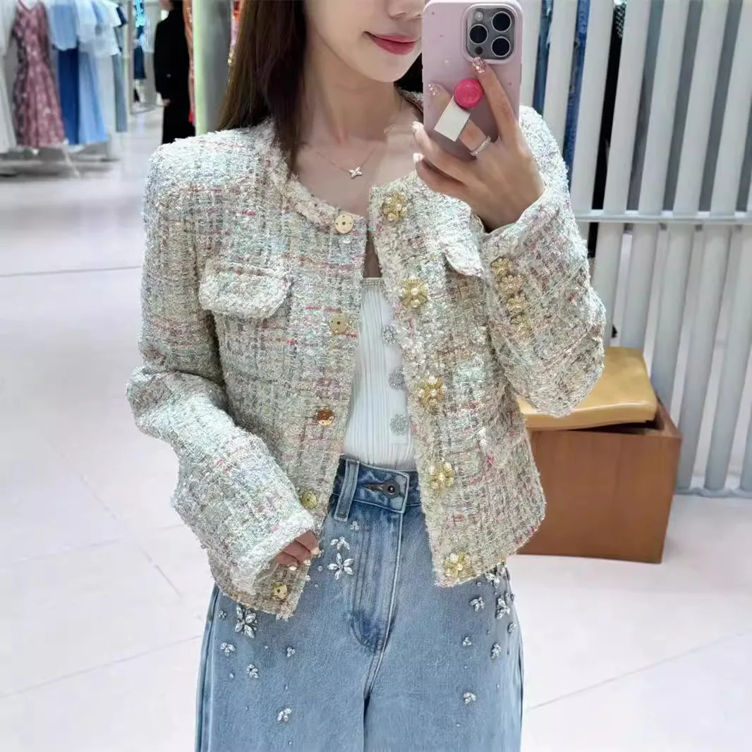 

Luxury jackets for women Sparkling cardigan, coarse tweed short coat, socialite top, women's 24 early autumn new style