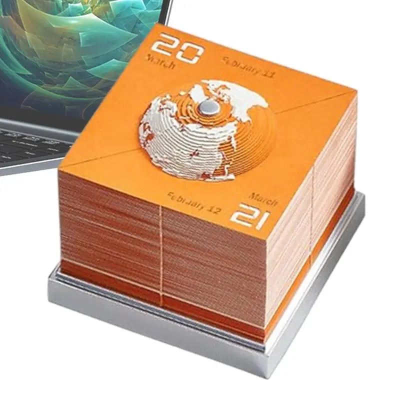 

3D Paper Calendar Earth 2024 Creative Earth Shape Timepiece Calendar Rip-Away Paper Carving Sticky Sculpture Paper Earth Model