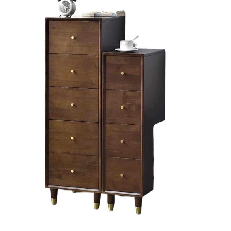

Solid wood storage cabinet Bedroom bedside vertical cabinet, ultra-narrow multi-layer drawer corner storage