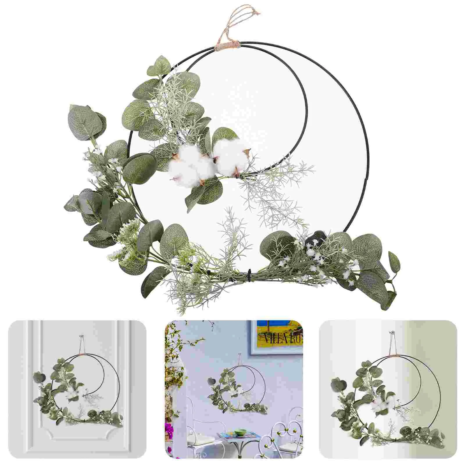 

Cotton Double Ring Wall Hanging Design Wedding Bouquet Decoration Cross-border Artificial Flowers Garlands Home Glass Wreath