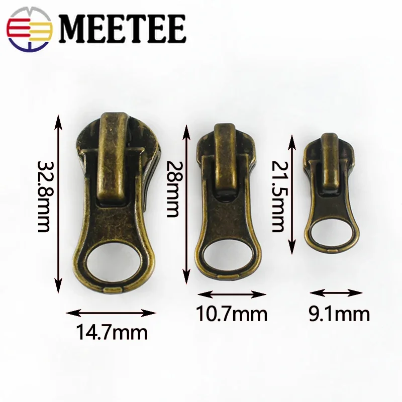 5/10Pcs 3# 5# 8# Zipper Slider For Metal Zippers Puller Bag Garment Decor Zips Head Repair Kit DIY Sewing Accessories