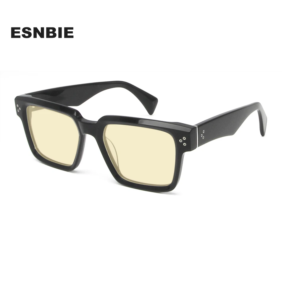 Thick Handcraft Acetate Sunglasses For Men Brand Design Square Rivets Decoration Sunglass Man Uv400 Eyewear Lunettes de soleil