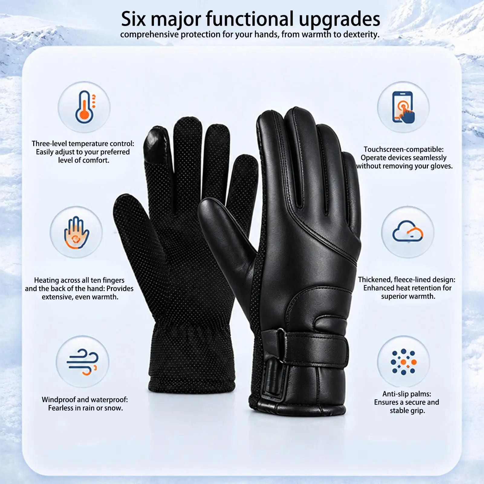 Heated Work Gloves Touchscreen Hand Warm 3 Heating Levels Winter Thermal Gloves For Women Men Outdoor Sports Hiking Camping