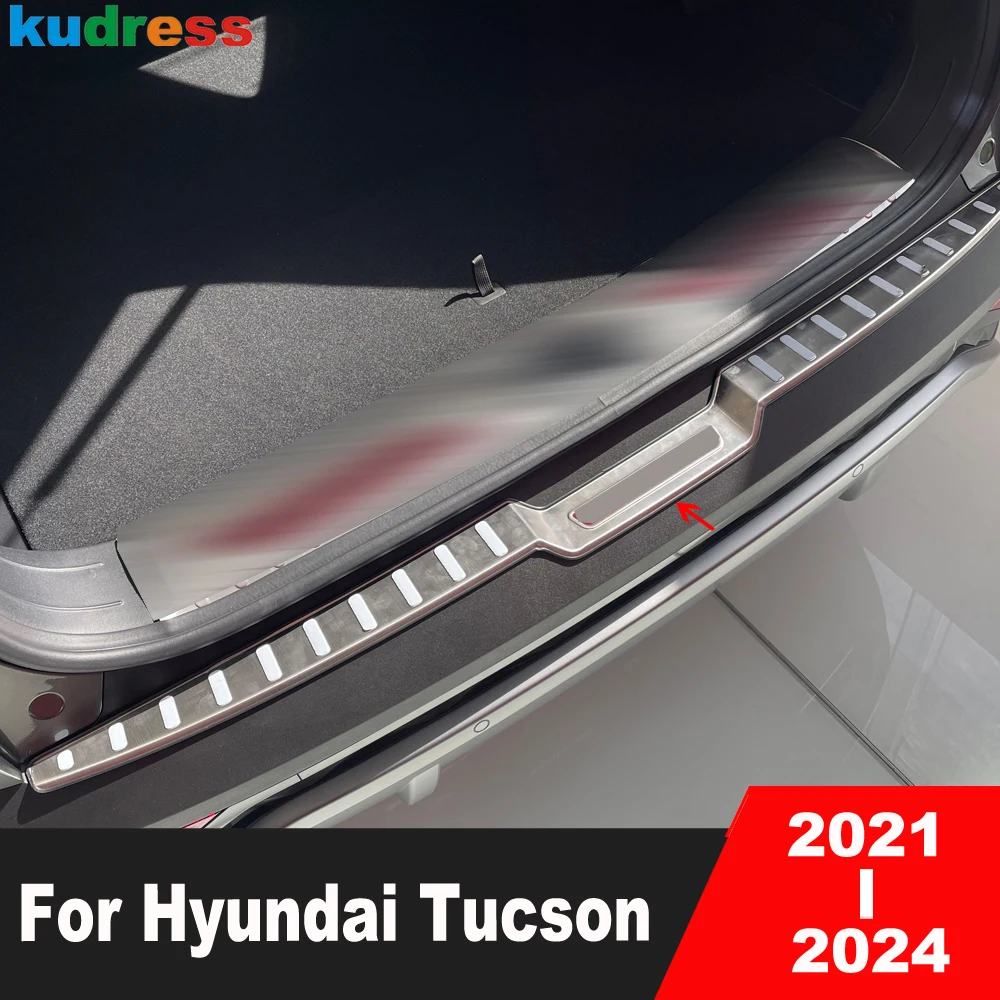 

For Hyundai Tucson NX4 2021 2022 2023 2024 Steel Car Rear Trunk Bumper Cover Trim Tailgate Door Sill Plate Guard Accessories