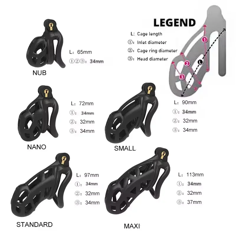 5 Sizes Male Chastity Cock Cage with 4 Rings and Belt Penis Sleeve Cockrings Erotic Urethral Lock Bondage Sex Toys for Men