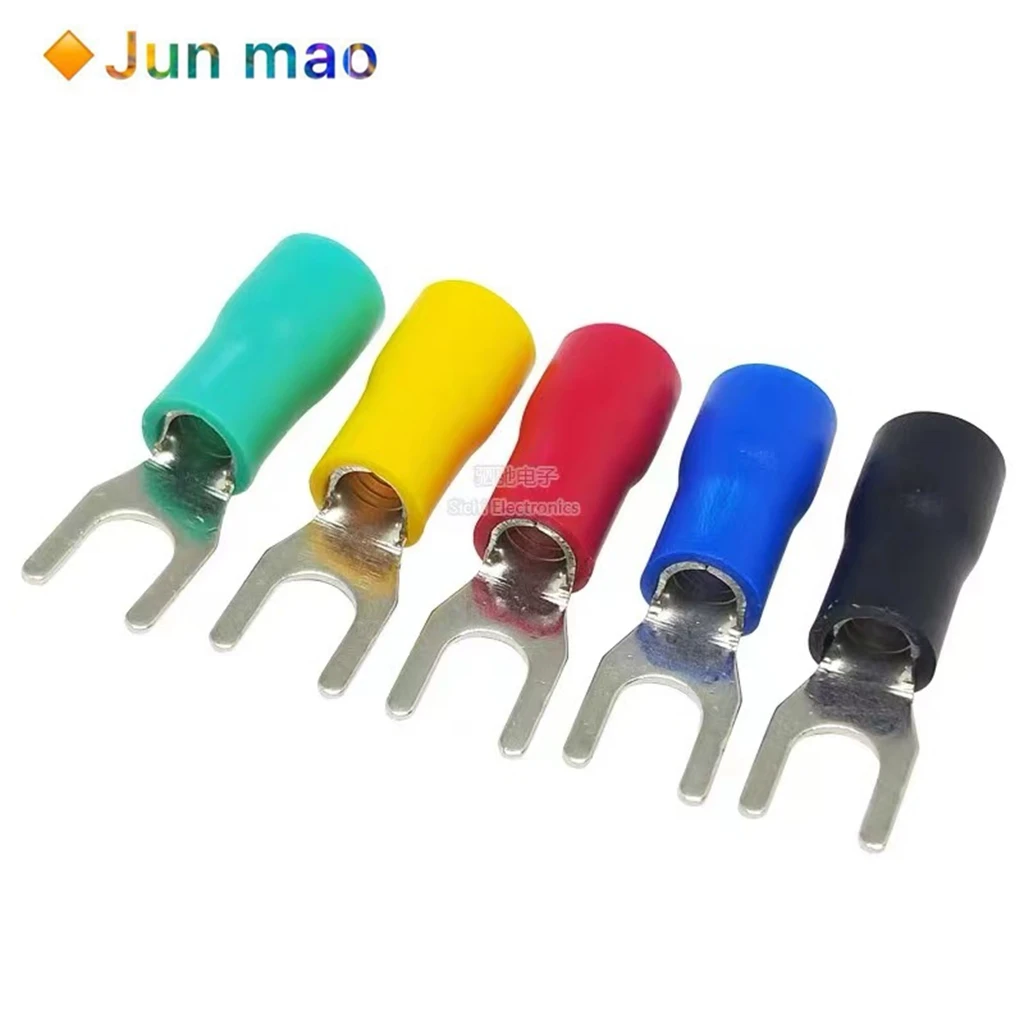 20pcs SV3.5-4 Cold pressed Wiring Terminal Fork shaped U-shaped Y-shaped Insulation Insert Spring Cold pressed Wiring Nose