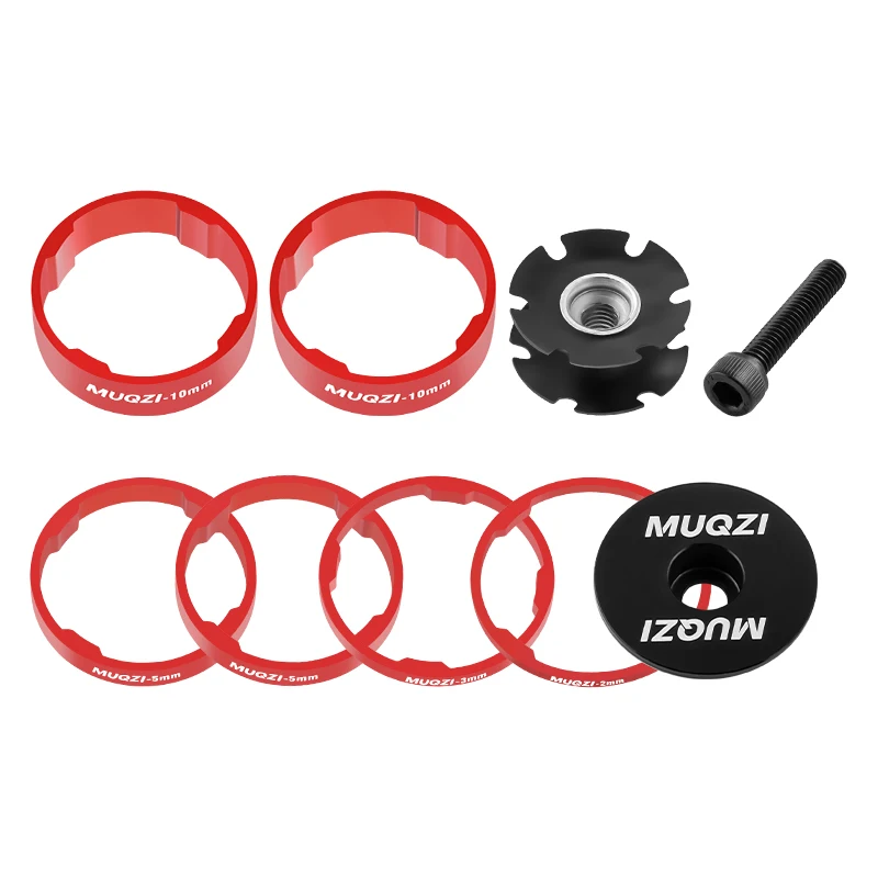 MUQZI Bike Headset Spacer Kit 1-1/8 Inch 28.6mm Fork Washer 2mm 3mm 5mm 10mm With Stem Top Cap MTB Road Bicycle Accessories