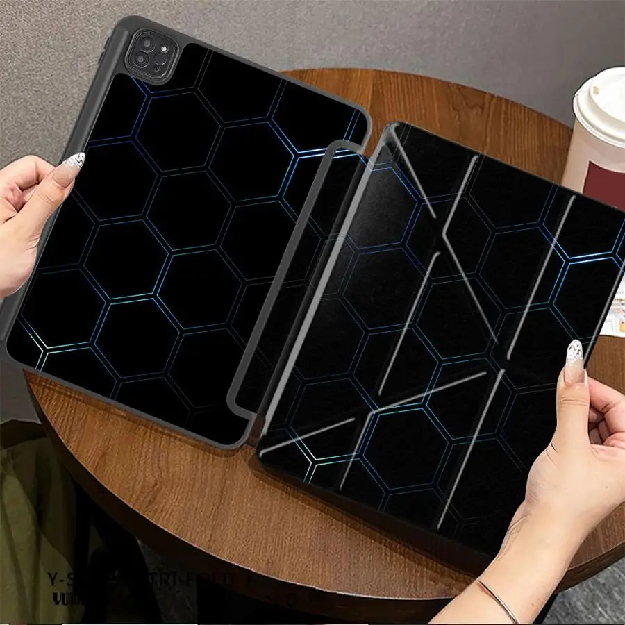 Shiny Hexagon Holder Cover Tablet Case For iPad Air 4 5 M3 M2 M4 11inch Pro 11th 10th 9th 8th 7th 12.9inch Mini 6 7 Pro 2025