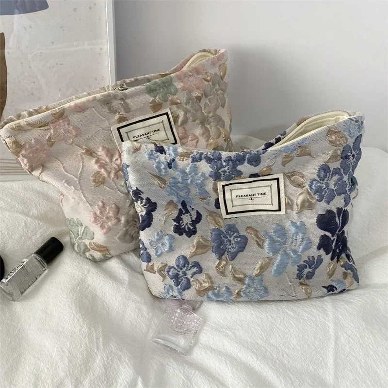 Borsa per cosmetici da viaggio Borsa per il lavaggio in tela da donna di moda Borsa per cosmetici da toilette di grande capacità Borsa con cerniera