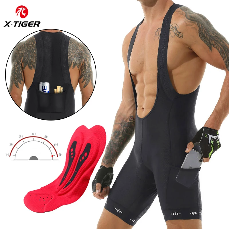 X-Tiger Cycling Bib Shorts With Pocket UPF 50+ Men's Bike Shorts Quick-dry Polyester Competitive Edition Series Bib Shorts