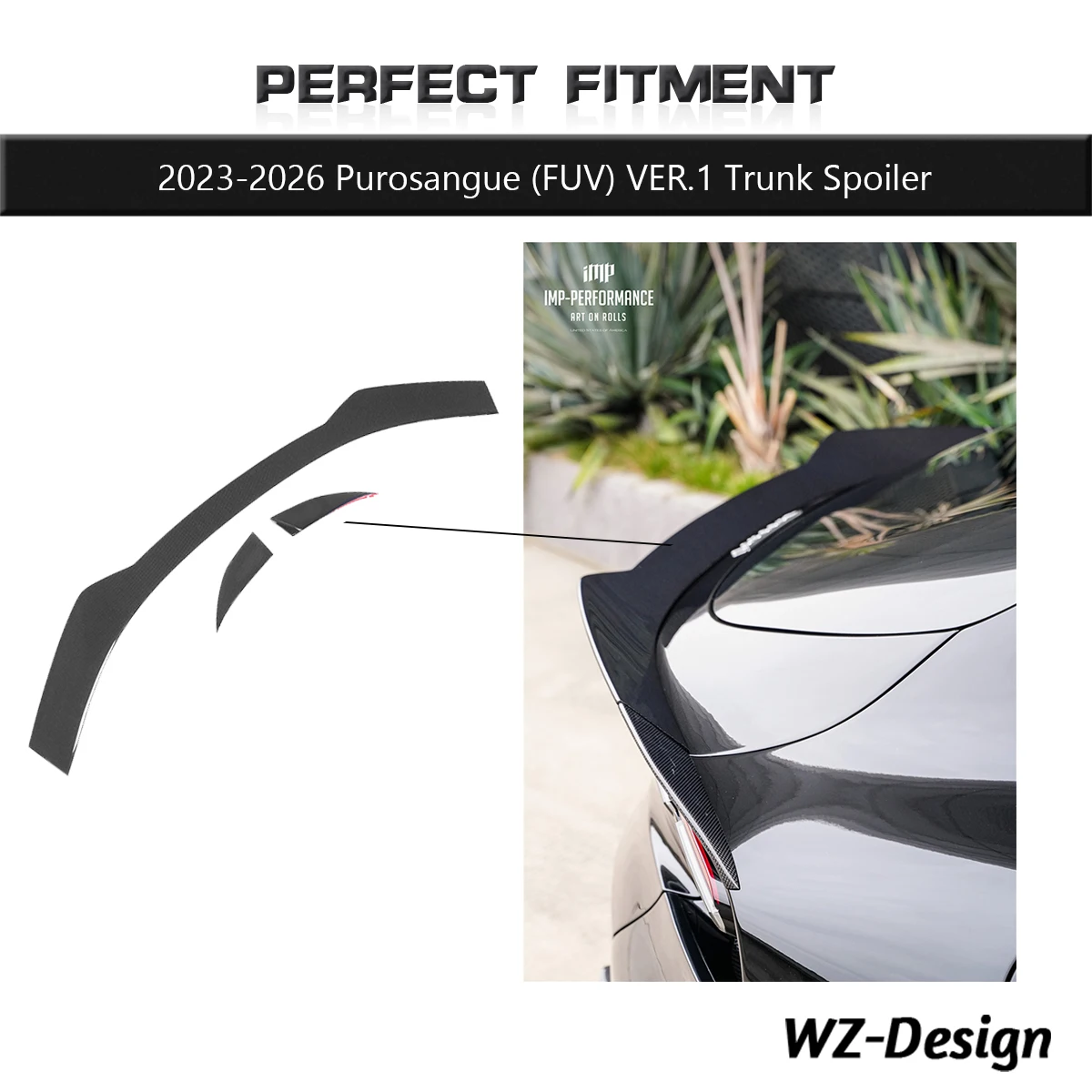 

Carbon Fiber Trunk Spoiler for Purosangue 2023-2026 Rear Boot Lip Wing Ver.1 Aero Kit Body Part