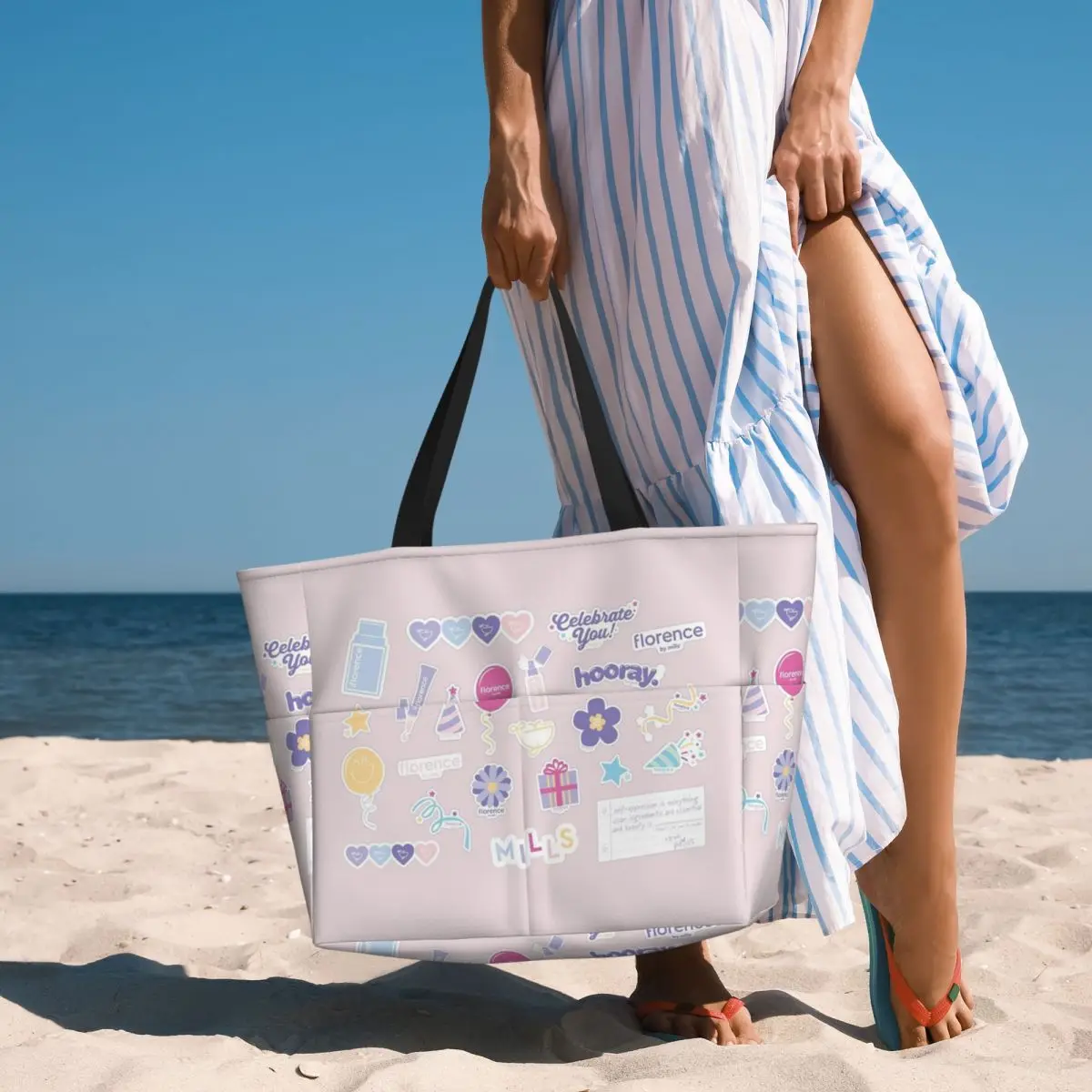 Florence By Mills Millie Bobby Brown Beach Tote Bag Sport Gym Yoga Duffle Large Tote Bag Women Travel Bag Fitness bag