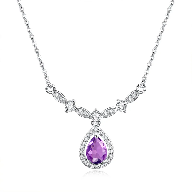 

Genuine 925 Sterling Silver Pendant Necklace for Women Fine Jewelry Gift Wedding Topaz Citrine Garnet Amethyst Peridot