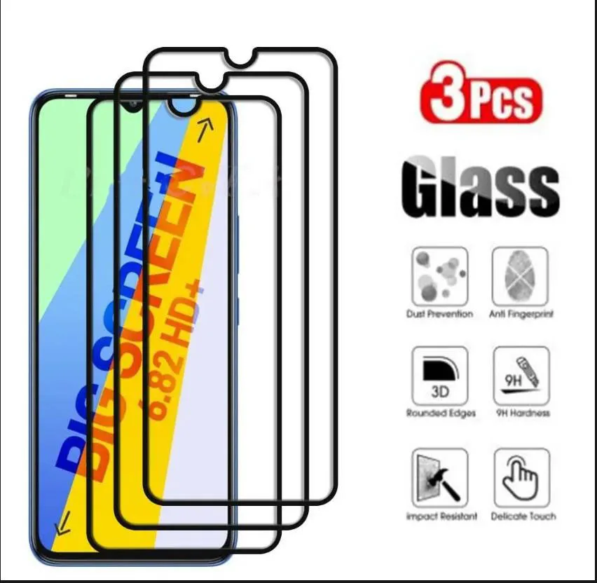 Clear tempered glass for Infinix Note 11s 12 Pro 7 Note8 9 S4 full coverage, 3PCs