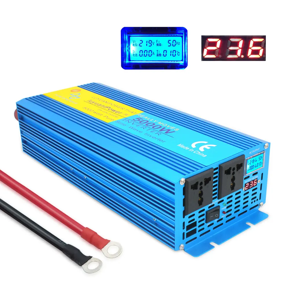 

Pure Sine Wave DC 12V/24V To AC 220V 50Hz 60Hz Digital Display 5000W Peak Converter Supply Solar Car Power Inverter EU Socker