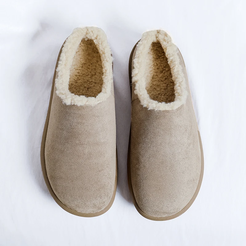 

Winter New Frosted Suede Leather Cute Big Head Boken Shoes Casual Warmth Commuting Flat Bottomed Lazy Cotton Shoes