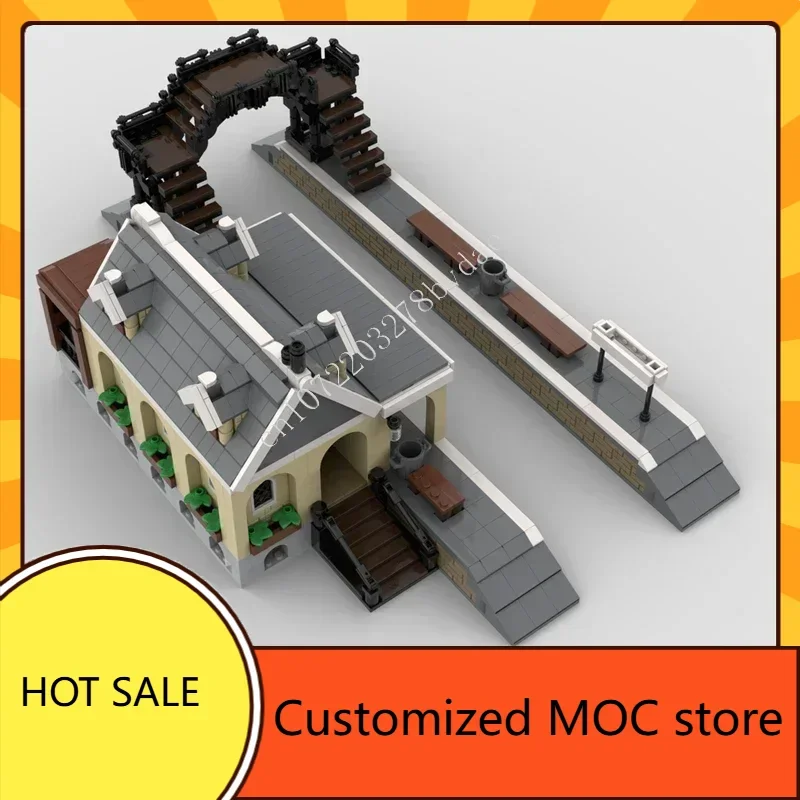 1429 قطعة 2 منصة محطة القطار MOC عطلة الشارع عرض الألغاز العمارة الإبداعية عيد الميلاد عيد ميلاد لعبة هدية للأطفال العمر