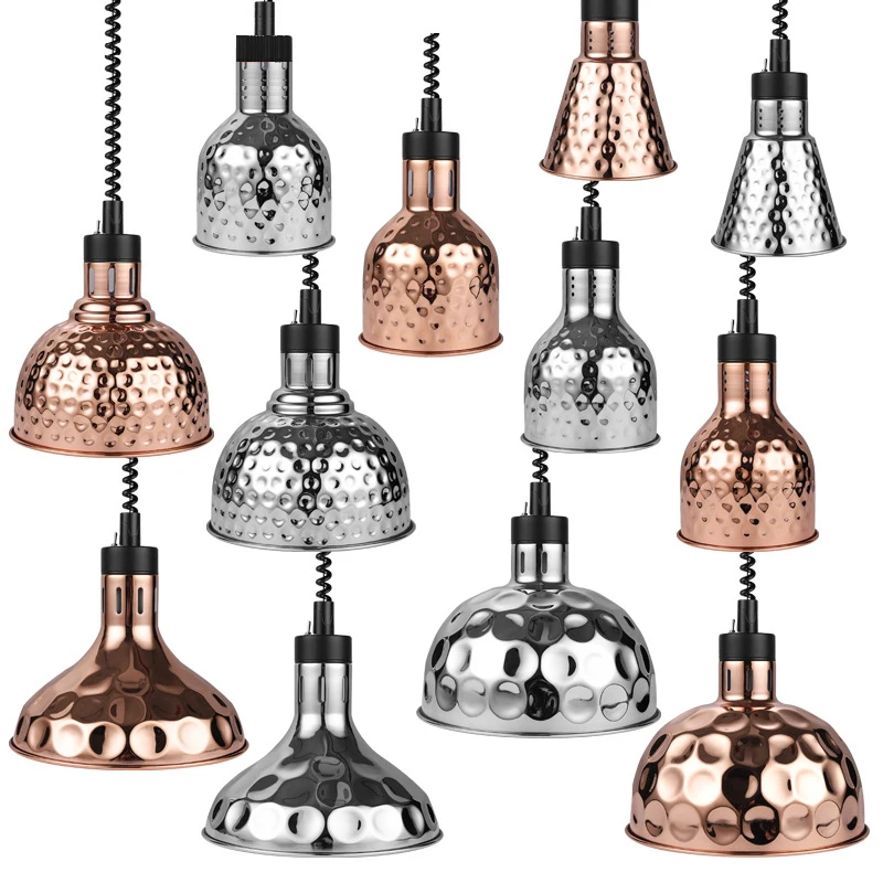 

Retractable pendant food thermal lamp Chandelier Stainless steel buffet pizza barbecue heating lamp