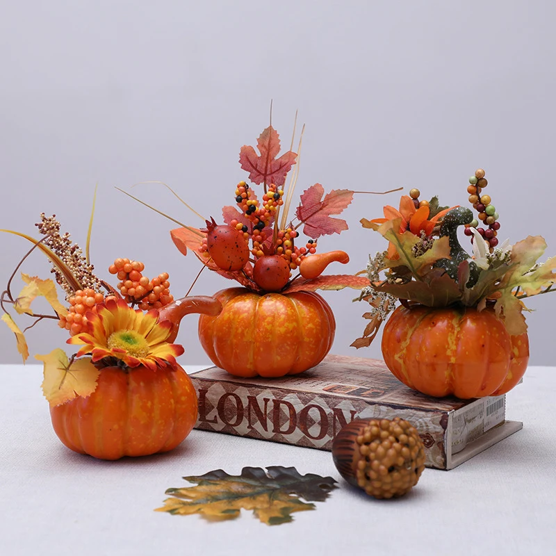 Autumn Harvest Halloween Pumpkin Ornament Holiday Party Desktop Decoration Fall Office Home Window Decoractive Props Gift