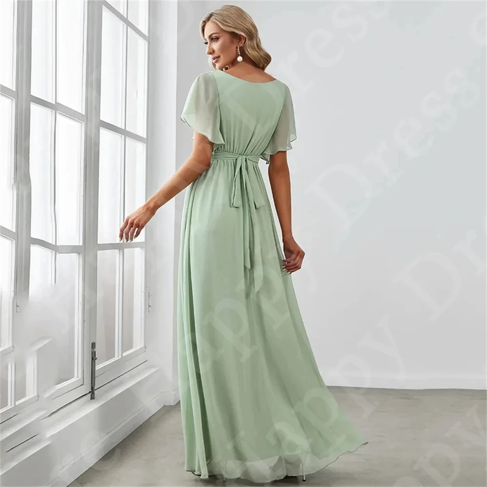 Elegante vestido de chiffon, decote em v, linha A, comprimento do chão, vestido de noiva personalizado, plus size, novo, 2024, 2020