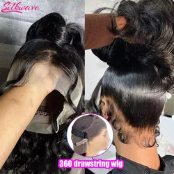 Body Wave Glueless Drawstring 360 Full Lace Wig Water Wave Human Hair Pre Plucked Hd 13x6 Lace Frontal Wig 5x5 Wear Go For Women