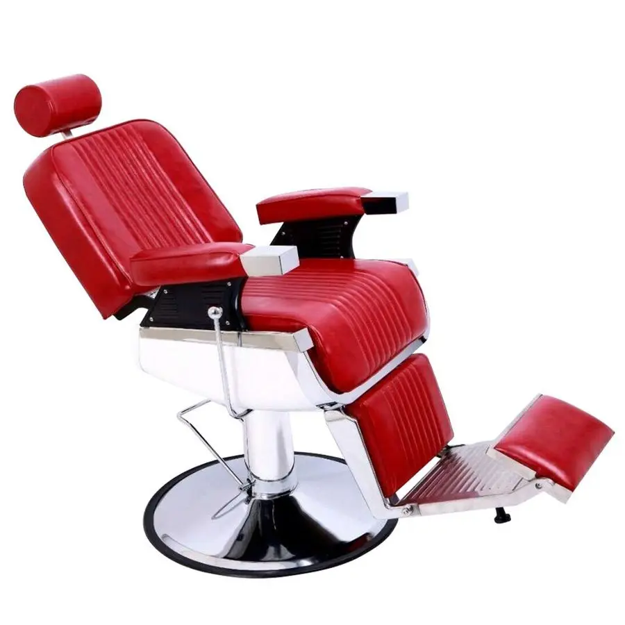 

Heavy Duty Reclining Barber Chair with Headrest Supports up to 500lbs 360 Degrees Rolling Swivel, All Purpose Vintage Salon Spa