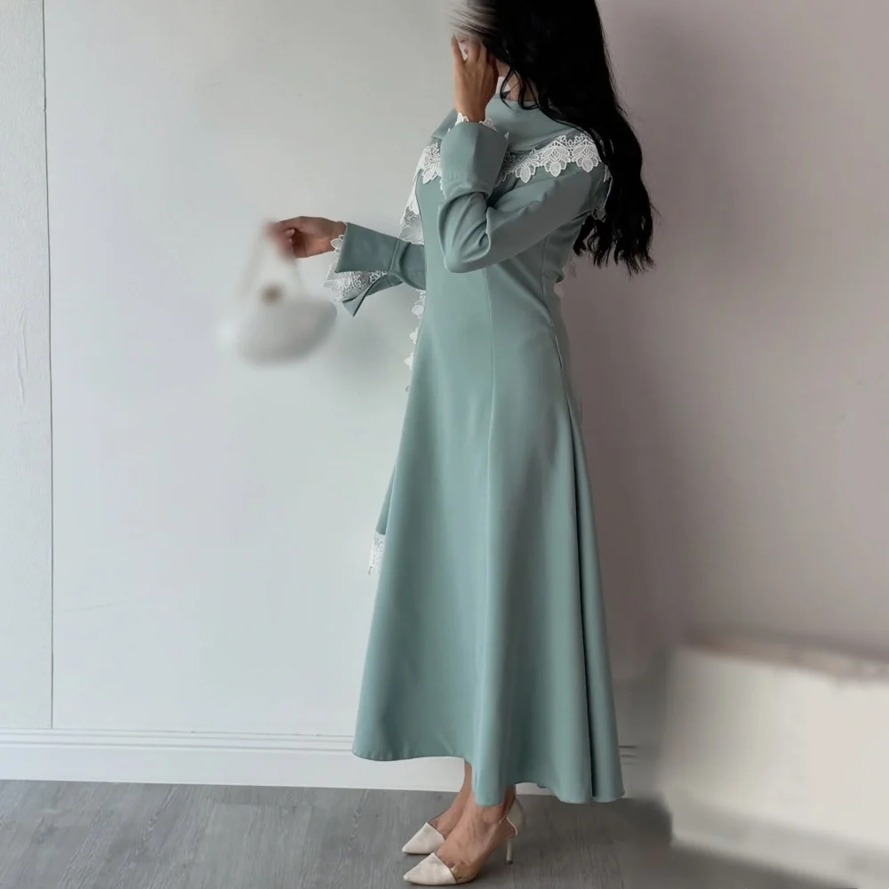

Customized High Quality Classic Evening Gowns Lace Edge A-line Midi Dresses Elegant Wedding Party Dress
