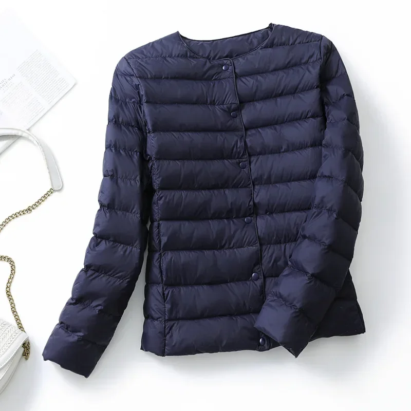 NONE Damen Daunenjacken Plus Mäntel Leichte Ente Daunenjacke Damen Matt Stoff Leichter Mantel Warmer weiblicher Windjacke Parka 5