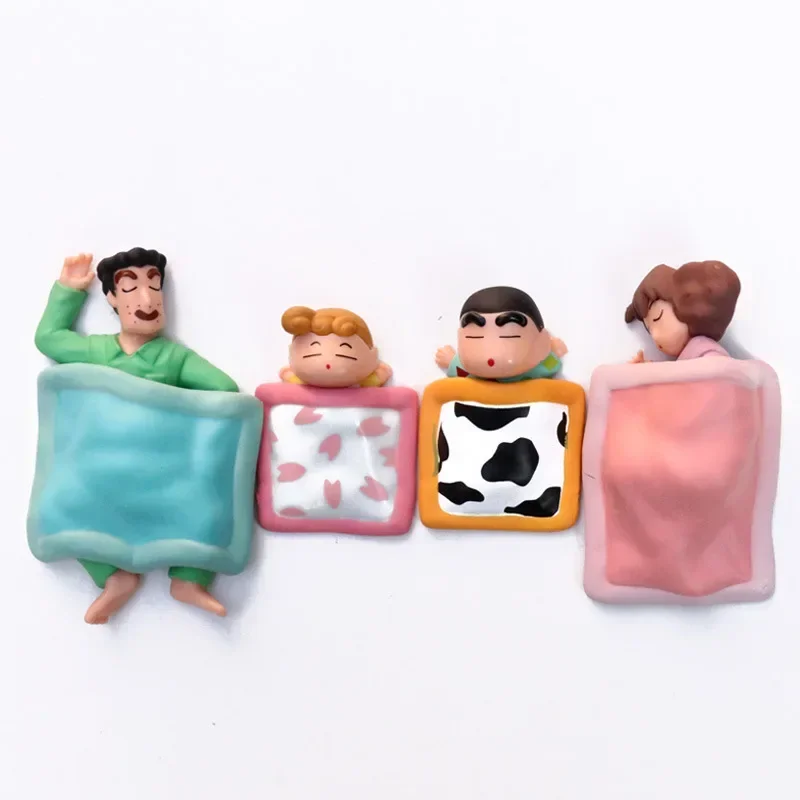 Crayon Shin-Chan Boneca Figura Modelo Toy, Quilt Cover, Dormir Posição, Presentes Ornamentos, Q Version, 4Pcs