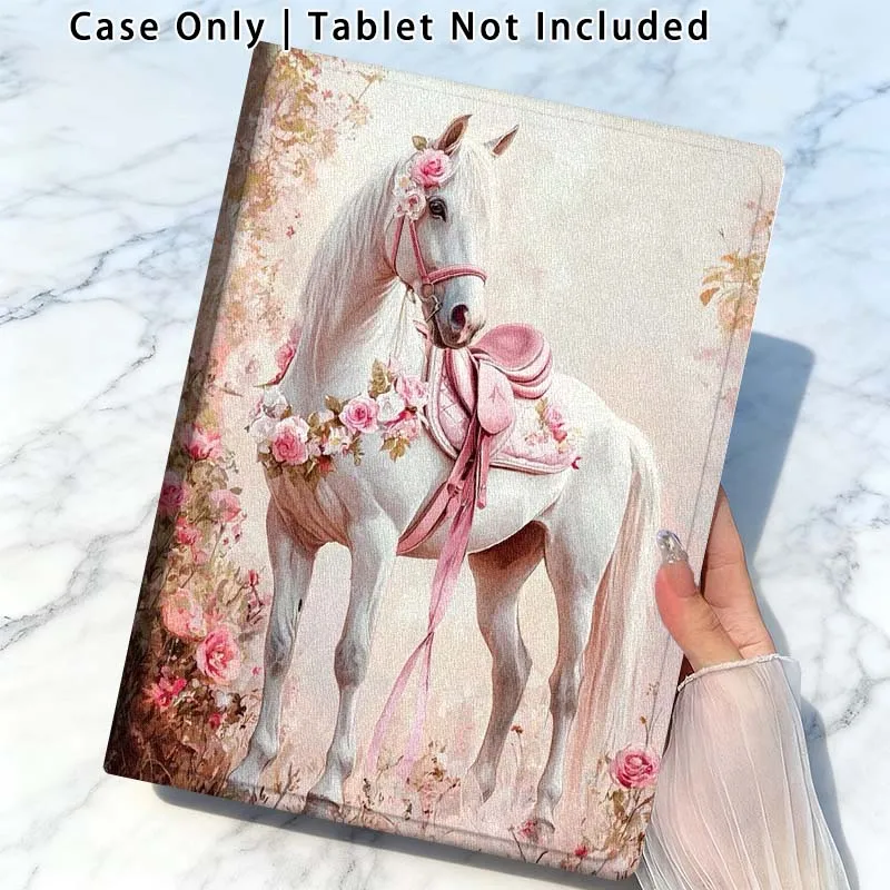 

Pink Flower Horse For Xiaomi Poco Redmi Pad 2 4 5 6 6S 7 7S SE Pro Ultra Max 14 11 8.8 11.2 12.5 Inch Tablet Case