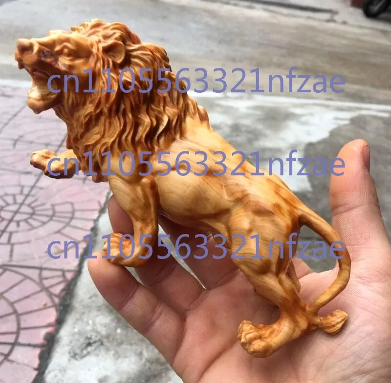 

Китай Натуральная шкатулка Деревянная ручная резная статуя льва Скульптура животного Украшение искусства