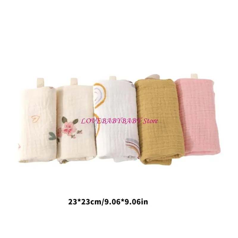 Pack of 5pcs Soft Baby Washcloths Cotton Newborns Bath Towels Drooling Bibs Set 4XBC