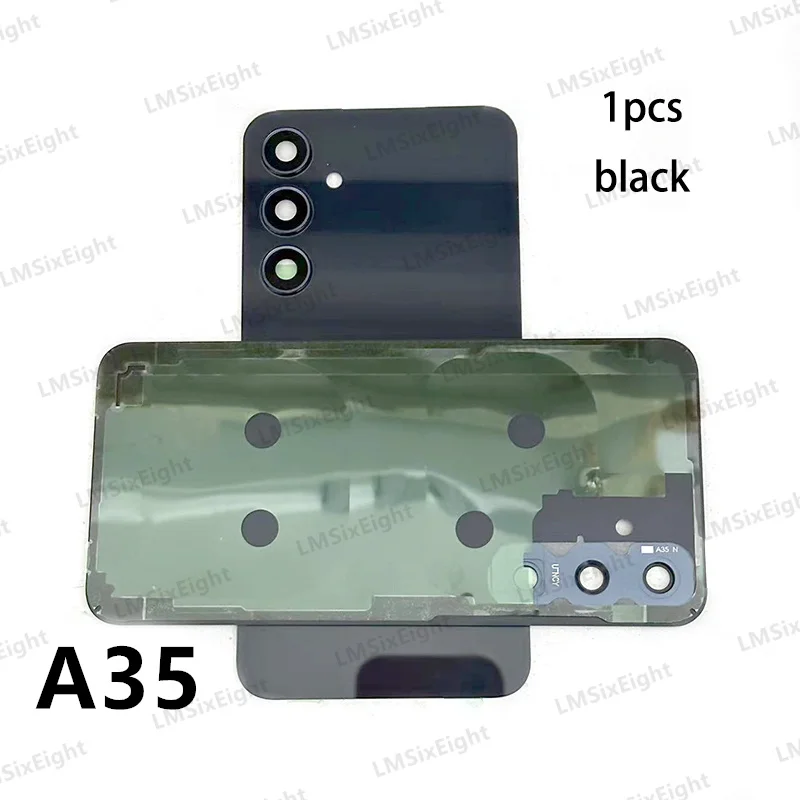 A35 For Samsung Galaxy A35 5G A356 Phone Housing Glass Cover Battery Case Back Cover Rear Door Lid Panel Camera Lens Sticker