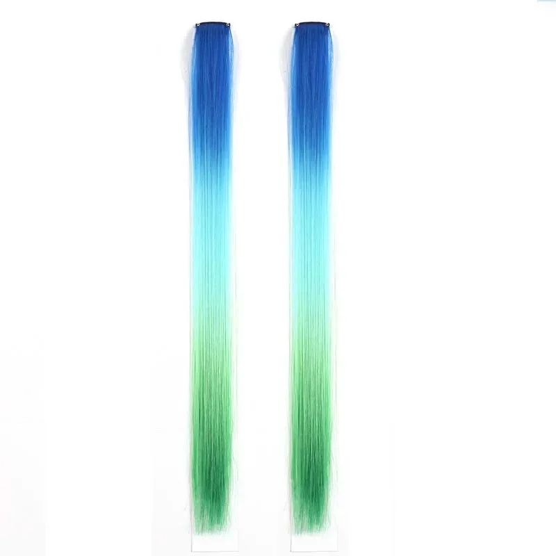 2Pcs Colored Hair Extensions Omber 3 colors Colorful Clip in Hair Extensions 50cm Synthetic Straight Hair for Woman