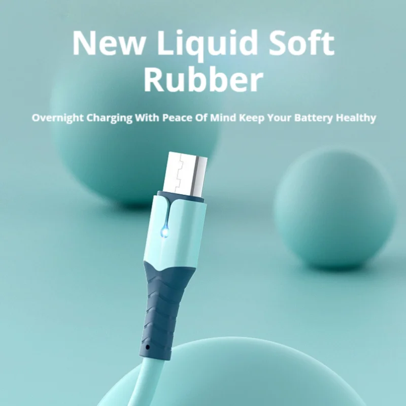 Fast Charging Type C Micro Cable USB Liquid Soft Silicone Data Cord For Huawei Xiaomi Android Mobile Phone Colorful Charger Wire